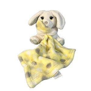 Little Miracles Security Baby Blanket Plush Bunny Rabbit Yellow Gray Polka Dot